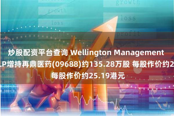 炒股配资平台查询 Wellington Management Group LLP增持再鼎医药(09688)约135.28万股 每股作价约25.19港元