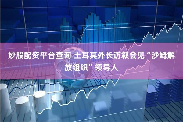 炒股配资平台查询 土耳其外长访叙会见“沙姆解放组织”领导人